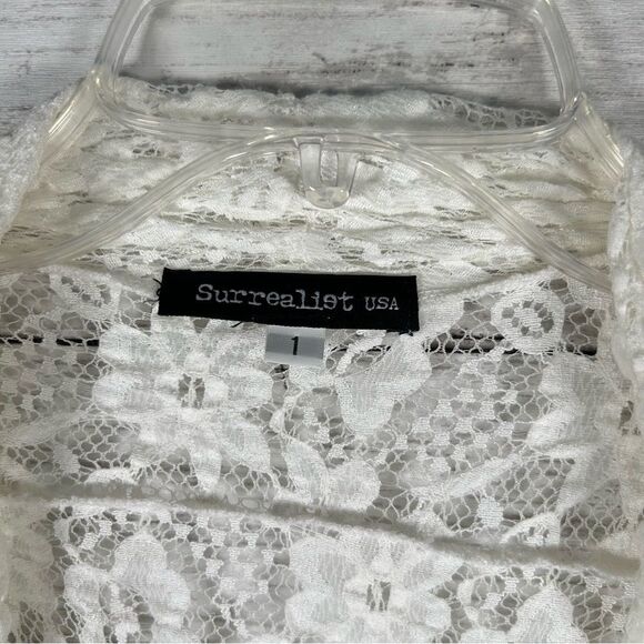 Surrealist USA Ivory Pucker Lace Bohemian Romantic Cottagecore Chic Jacket M/L - Picture 5 of 10